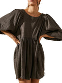 Cutout Textured Long Sleeve Mini Dress - V.I.P Digital Presence