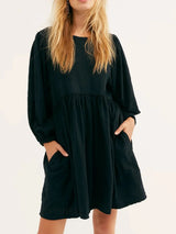 Cutout Textured Long Sleeve Mini Dress - V.I.P Digital Presence