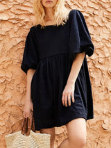 Cutout Textured Long Sleeve Mini Dress - V.I.P Digital Presence