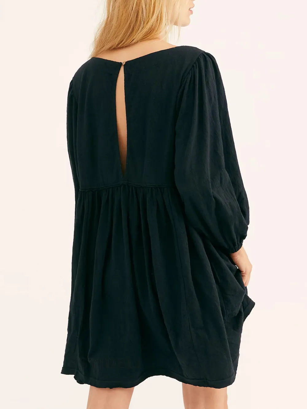 Cutout Textured Long Sleeve Mini Dress - V.I.P Digital Presence