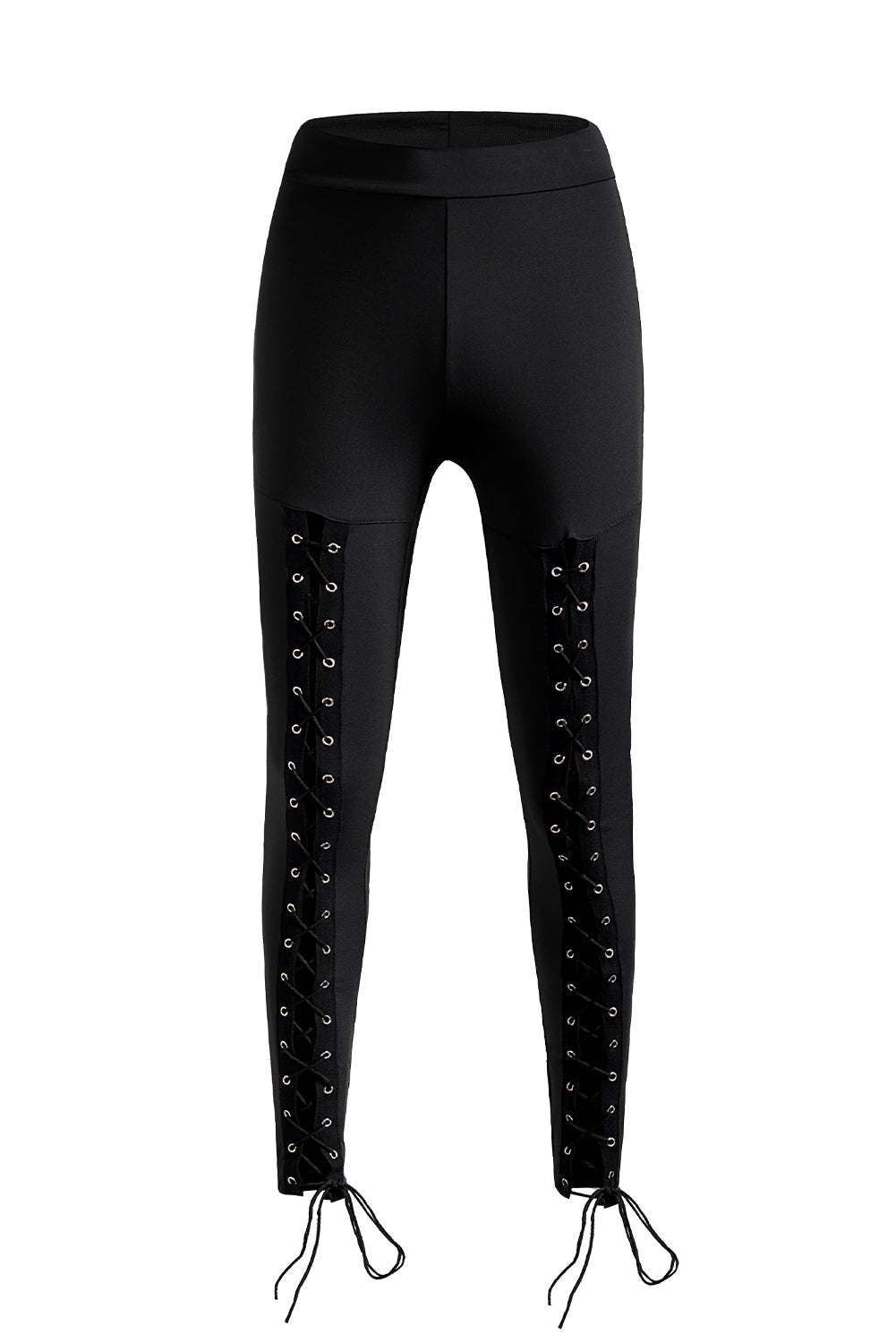 Black Grommet Lace Up Front Leggings - V.I.P Digital Presence