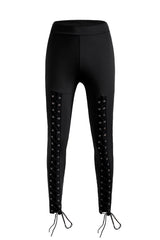 Black Grommet Lace Up Front Leggings - V.I.P Digital Presence