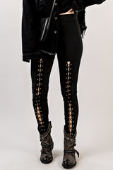 Black Grommet Lace Up Front Leggings - V.I.P Digital Presence