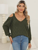 Deep V-neck sexy off shoulder loose pullover sweater for women top - V.I.P Digital Presence