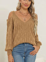 Deep V-neck sexy off shoulder loose pullover sweater for women top - V.I.P Digital Presence