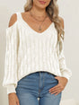 Deep V-neck sexy off shoulder loose pullover sweater for women top - V.I.P Digital Presence