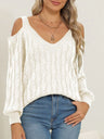 Deep V-neck sexy off shoulder loose pullover sweater for women top - V.I.P Digital Presence