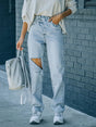 Distressed Asymmetric Waist Jeans - V.I.P Digital Presence
