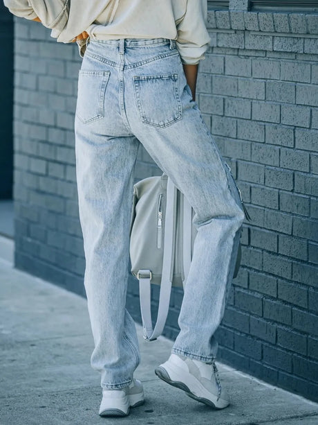 Distressed Asymmetric Waist Jeans - V.I.P Digital Presence