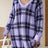 Distressed Plaid V-Neck Long Sleeve Sweater Dress - V.I.P Digital Presence