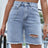 Distressed Raw Hem Denim Shorts - V.I.P Digital Presence