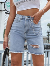 Distressed Raw Hem Denim Shorts - V.I.P Digital Presence