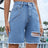Distressed Raw Hem Denim Shorts - V.I.P Digital Presence