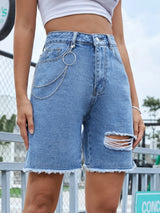 Distressed Raw Hem Denim Shorts - V.I.P Digital Presence