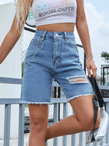 Distressed Raw Hem Denim Shorts - V.I.P Digital Presence