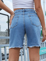 Distressed Raw Hem Denim Shorts - V.I.P Digital Presence
