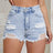 Distressed Raw Hem High Waist Denim Shorts - V.I.P Digital Presence