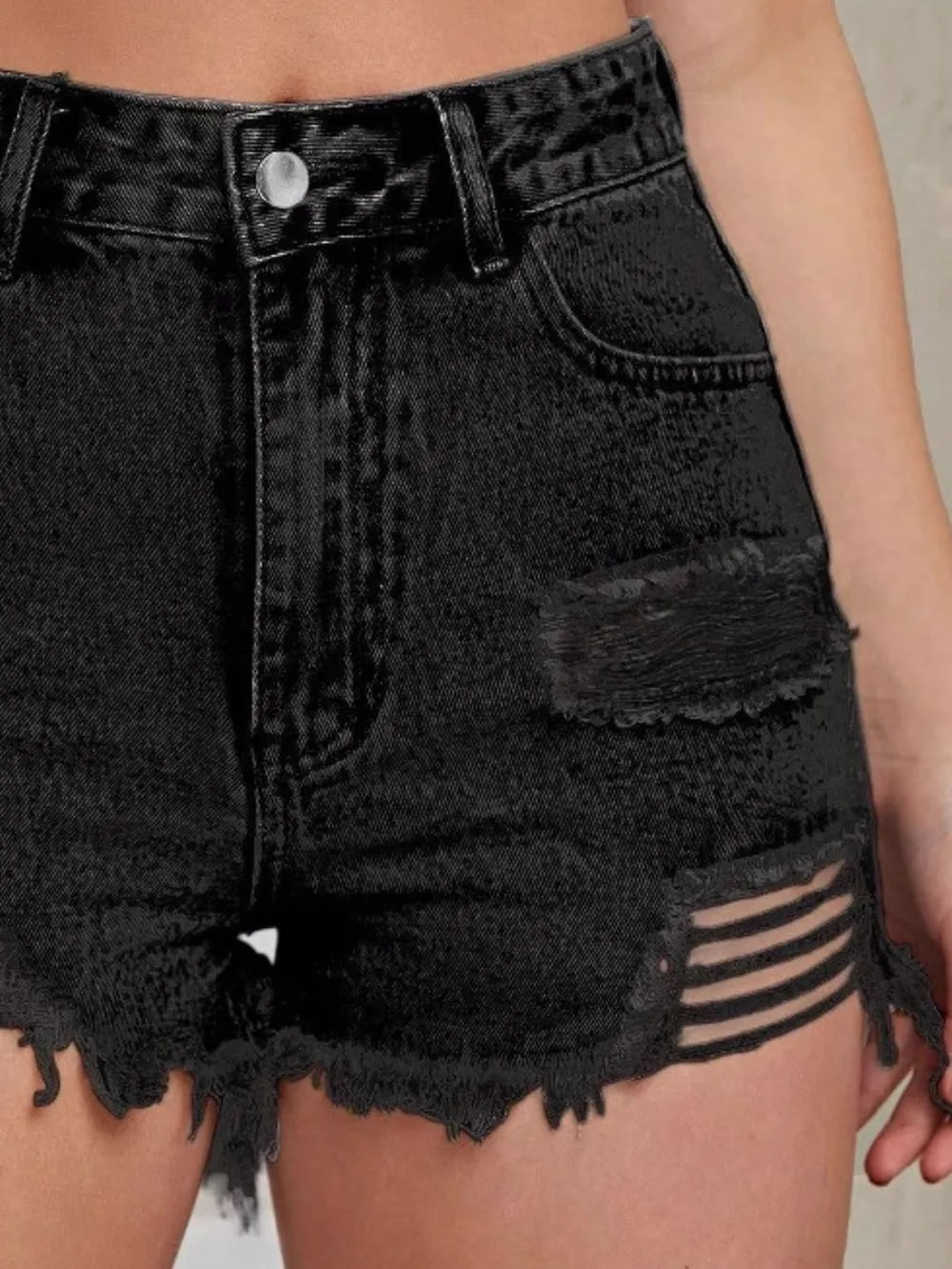 Distressed Raw Hem High Waist Denim Shorts - V.I.P Digital Presence