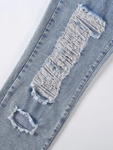 Distressed Raw Hem Jeans - V.I.P Digital Presence