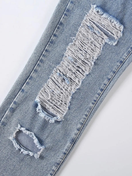 Distressed Raw Hem Jeans - V.I.P Digital Presence