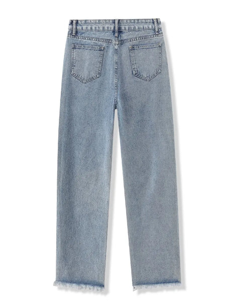 Distressed Raw Hem Jeans - V.I.P Digital Presence