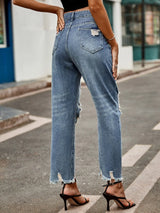 Distressed Raw Hem Jeans with Pockets - V.I.P Digital Presence