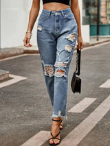 Distressed Raw Hem Jeans with Pockets - V.I.P Digital Presence