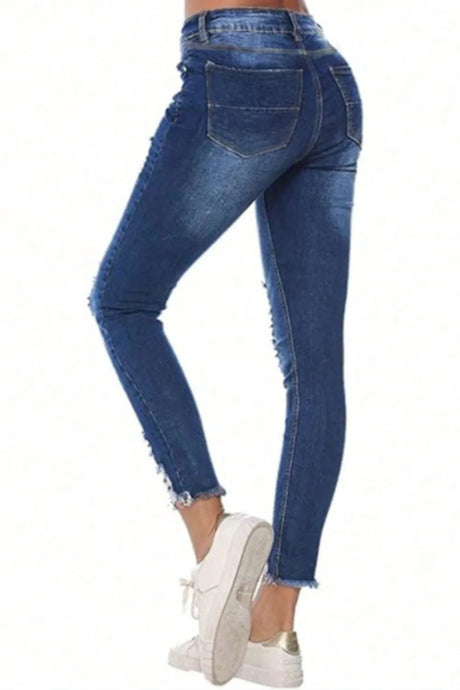 Distressed Raw Hem Jeans with Pockets - V.I.P Digital Presence