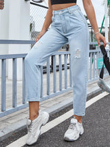 Distressed Straight Jeans with Pockets - V.I.P Digital Presence
