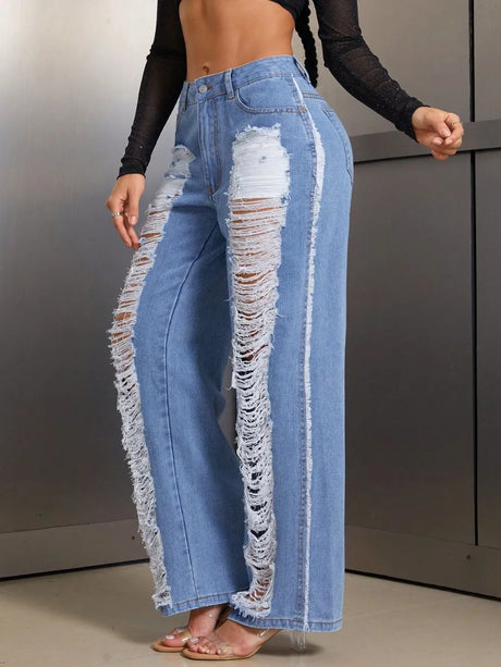 Distressed Wide Leg Jeans - V.I.P Digital Presence