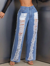 Distressed Wide Leg Jeans - V.I.P Digital Presence