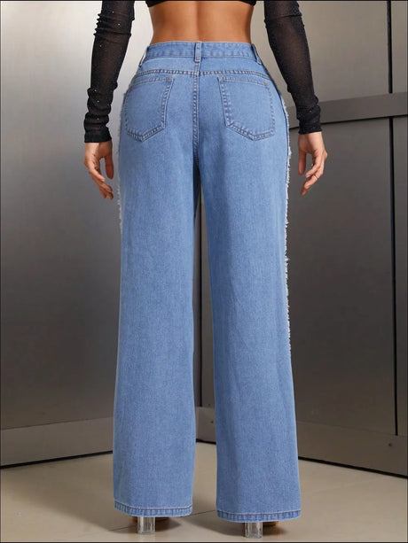 Distressed Wide Leg Jeans - V.I.P Digital Presence