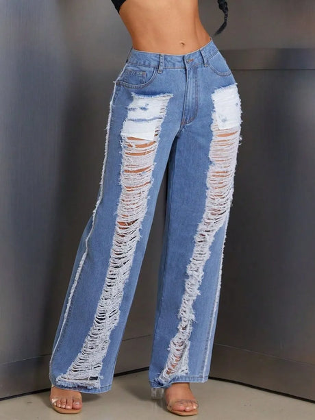Distressed Wide Leg Jeans - V.I.P Digital Presence