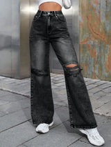 Distressed Wide Leg Jeans with Pockets - V.I.P Digital Presence