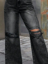 Distressed Wide Leg Jeans with Pockets - V.I.P Digital Presence