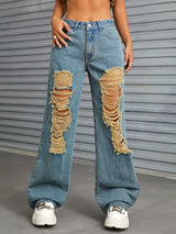 Distressed Wide Leg Jeans with Pockets - V.I.P Digital Presence