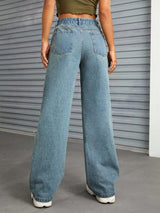 Distressed Wide Leg Jeans with Pockets - V.I.P Digital Presence