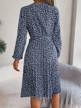 Ditsy Floral Tie Waist Pleated Dress - V.I.P Digital Presence
