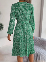 Ditsy Floral Tie Waist Pleated Dress - V.I.P Digital Presence