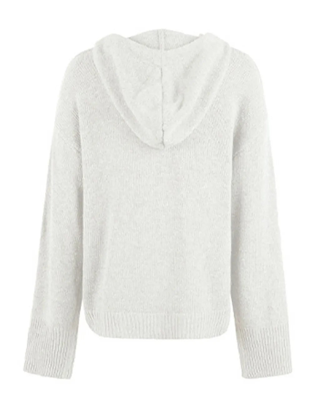 Drawstring Button Up Hooded Cardigan - V.I.P Digital Presence