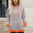 Drawstring Contrast Striped Long Sleeve Hoodie - V.I.P Digital Presence