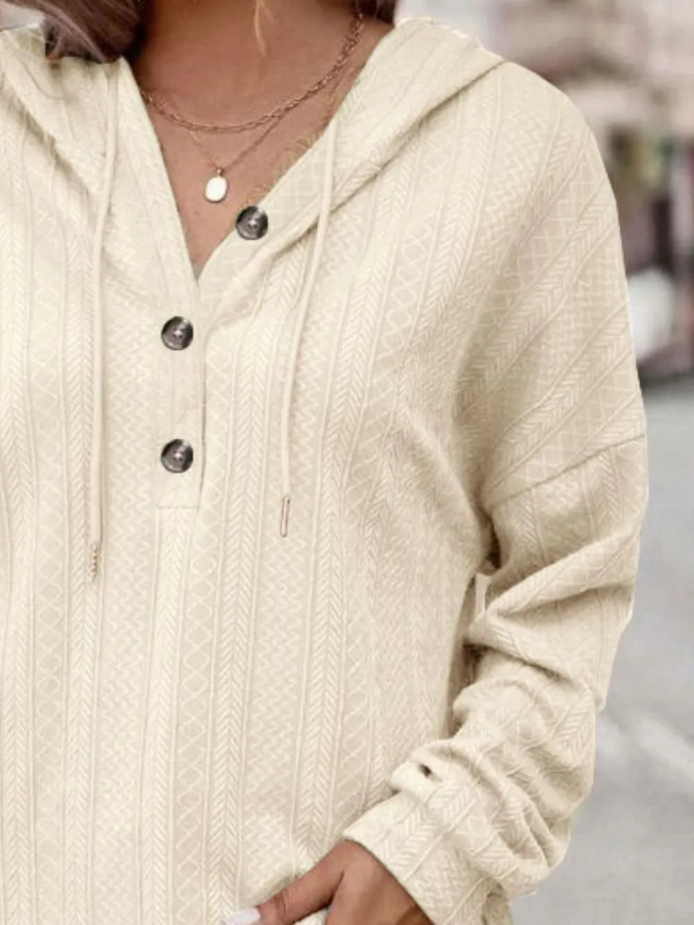 Drawstring Dropped Shoulder Long Sleeve Hoodie - V.I.P Digital Presence