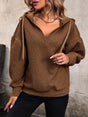 Drawstring Dropped Shoulder Long Sleeve Hoodie - V.I.P Digital Presence