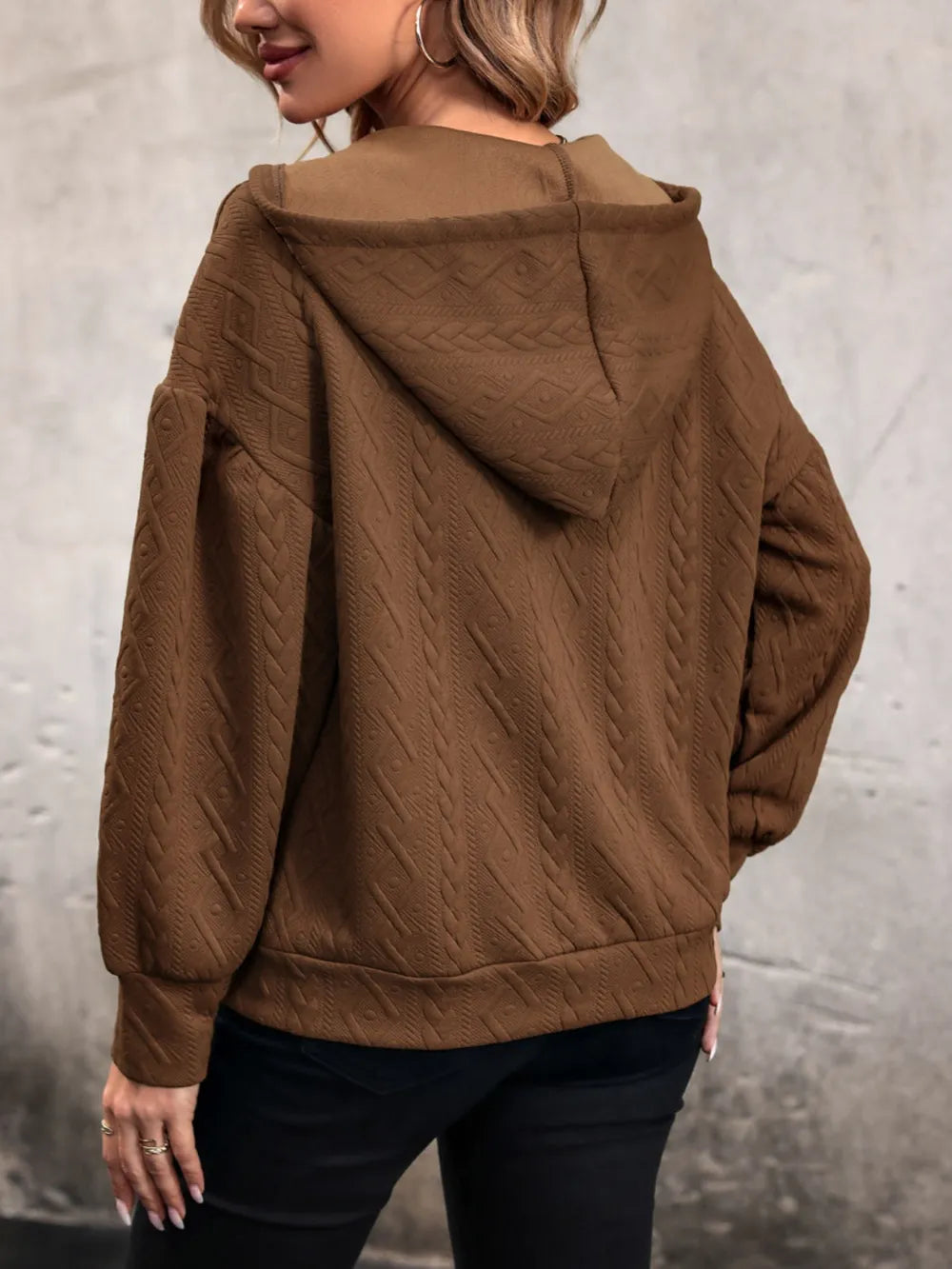 Drawstring Dropped Shoulder Long Sleeve Hoodie - V.I.P Digital Presence