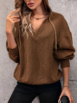 Drawstring Dropped Shoulder Long Sleeve Hoodie - V.I.P Digital Presence