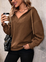 Drawstring Dropped Shoulder Long Sleeve Hoodie - V.I.P Digital Presence
