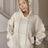 Drawstring Fringe Hem Long Sleeve Hooded Sweater - V.I.P Digital Presence