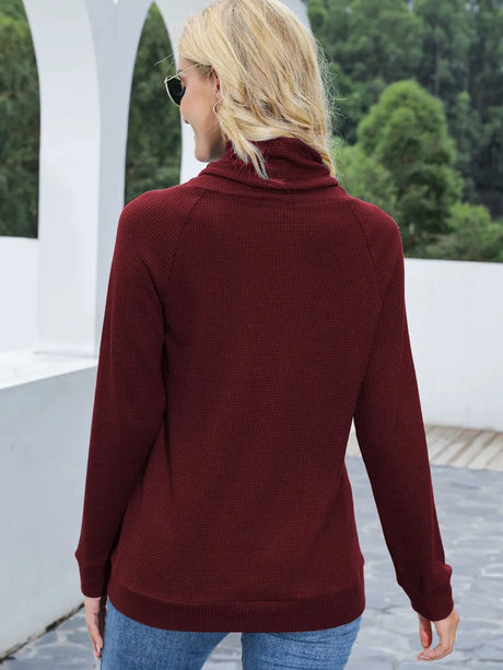 Drawstring Mock Neck Raglan Sleeve T-Shirt - V.I.P Digital Presence