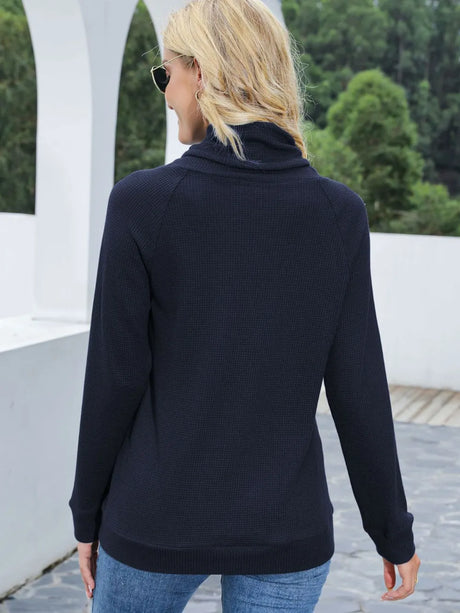 Drawstring Mock Neck Raglan Sleeve T-Shirt - V.I.P Digital Presence