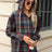 Drawstring Plaid Hooded Long Sleeve Top - V.I.P Digital Presence